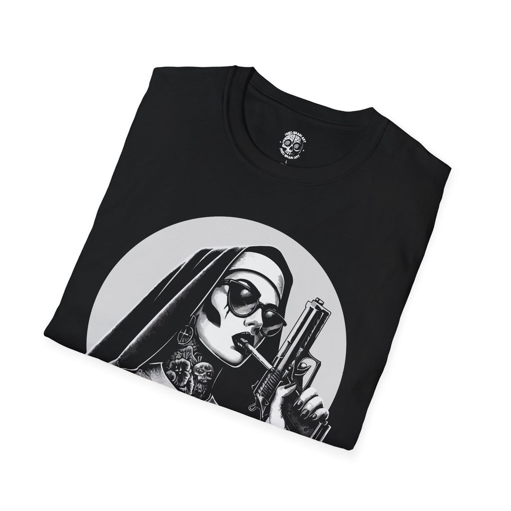 Unholy Nun T- Shirt, Funny Horror Choked Up Unholy Nun Satan Baphomet Gothic T-Shirt, Nun Shirt, Unholy Shirt, Halloween Shirt, Dark nun