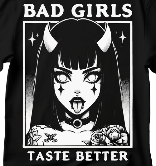 Bad Girls Taste Better T-Shirt, Anime Demon Girl T-Shirt, Anime Girl T-Shirt, Gothic Girl T-Shirt, Anime T-Shirt, Gothic T-Shirt