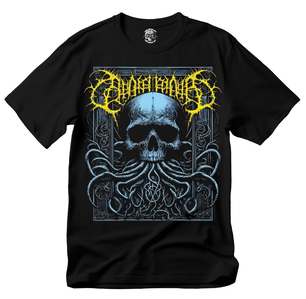 Dark Skull & Tentacles Design, Gothic T-Shirt, Dark Skull T-Shirt in Blue Tones, Gothic T-Shirt, Dark Art T-Shirt, Horror T-Shirt, Rock And Roll T-Shirt
