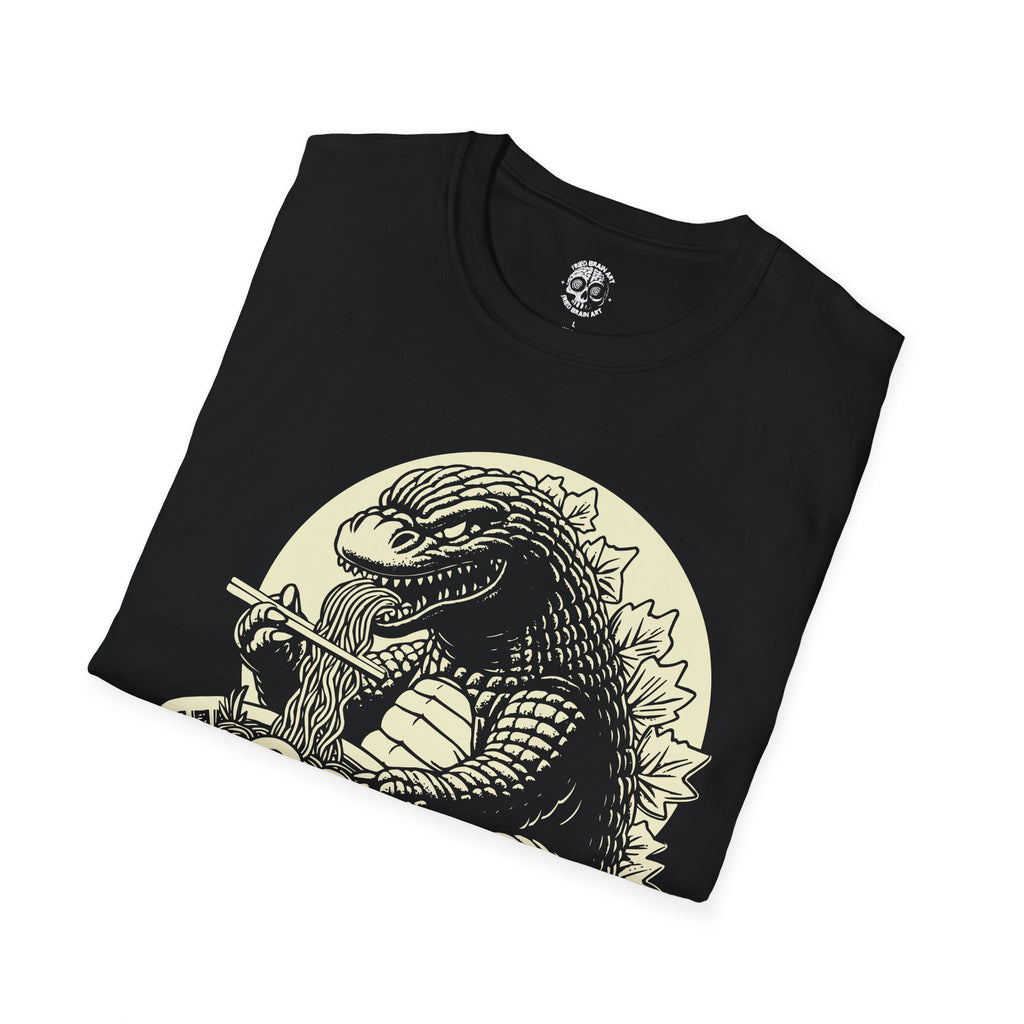 Vintage Godzilla Giant Monster eating ramen T-shirt, Funny Godzilla Ramen Shirt,  Funny Dinosaur eating ramen T- shirt, Japanese Food Shirt