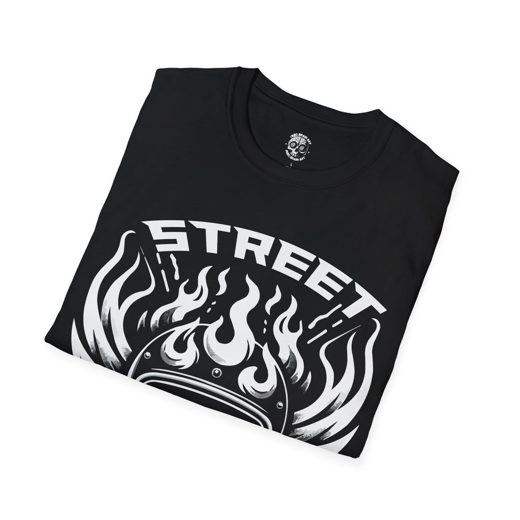 Skull and Flames Graphic T-Shirt, T-Shirt for Bikers, Streetwear, Street Terror T-Shirt, Skull T-Shirt, Race T-Shirt