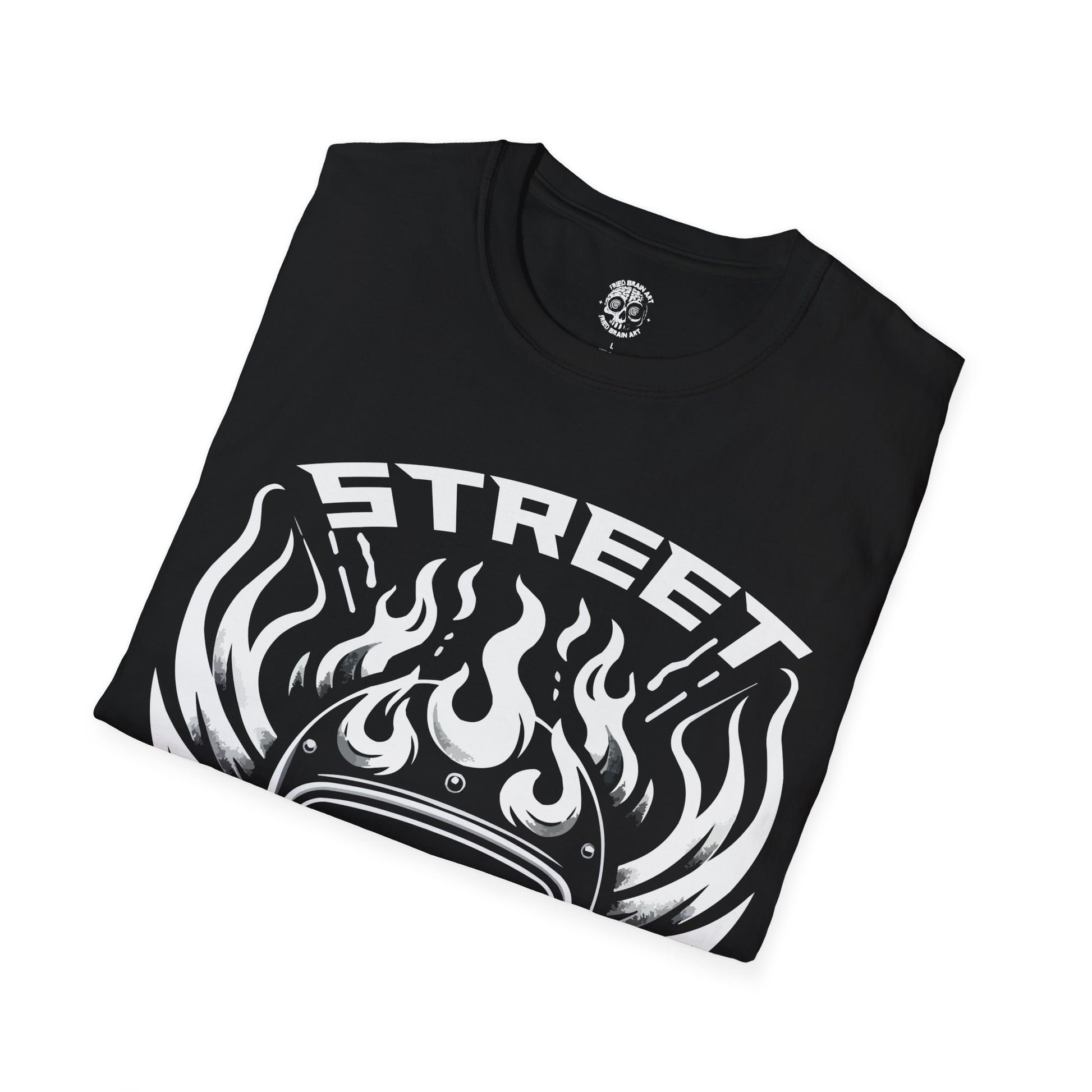 Skull and Flames Graphic T-Shirt, T-Shirt for Bikers, Streetwear, Street Terror T-Shirt, Skull T-Shirt, Race T-Shirt