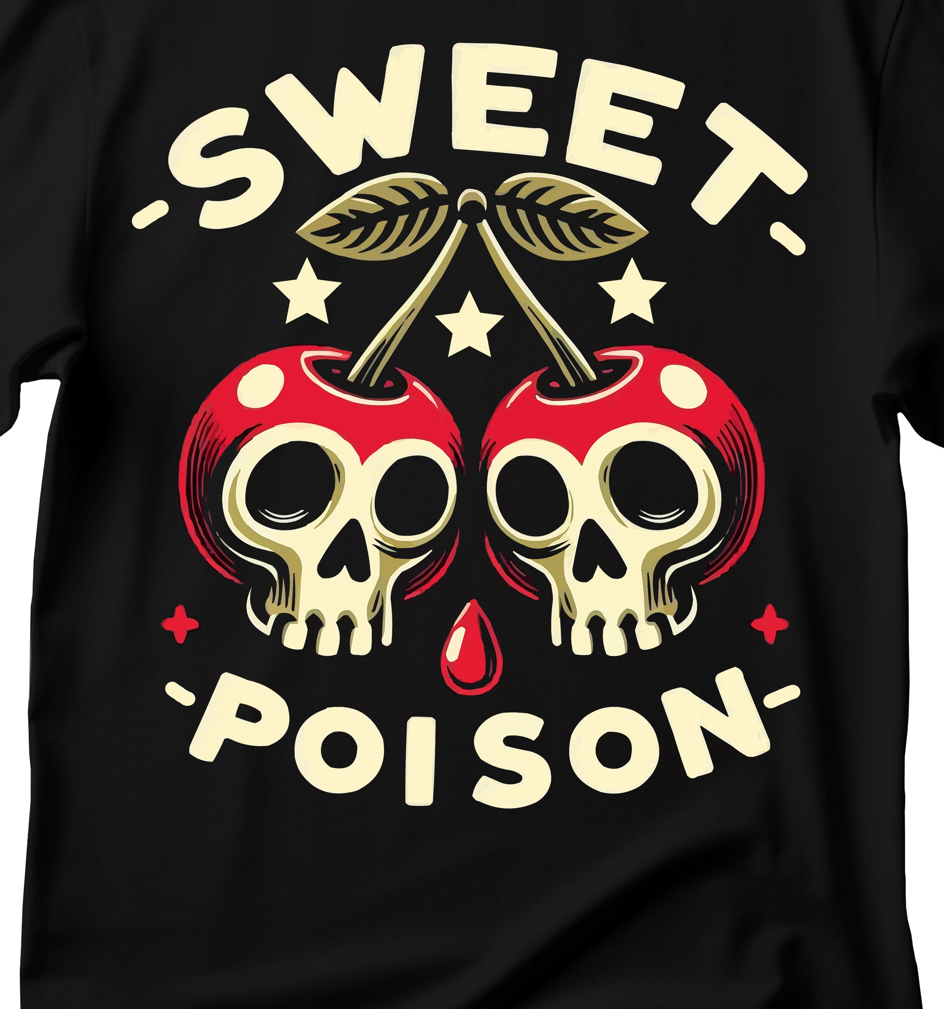 Sweet Poison Cherry  Skull Graphic T-Shirt, Edgy Tee, Funny Cherry T-Shirt, Fruit T-Shirt,  Alternative Fashion, Unisex Apparel, Halloween Outfit, Gifts for Gothic Lovers