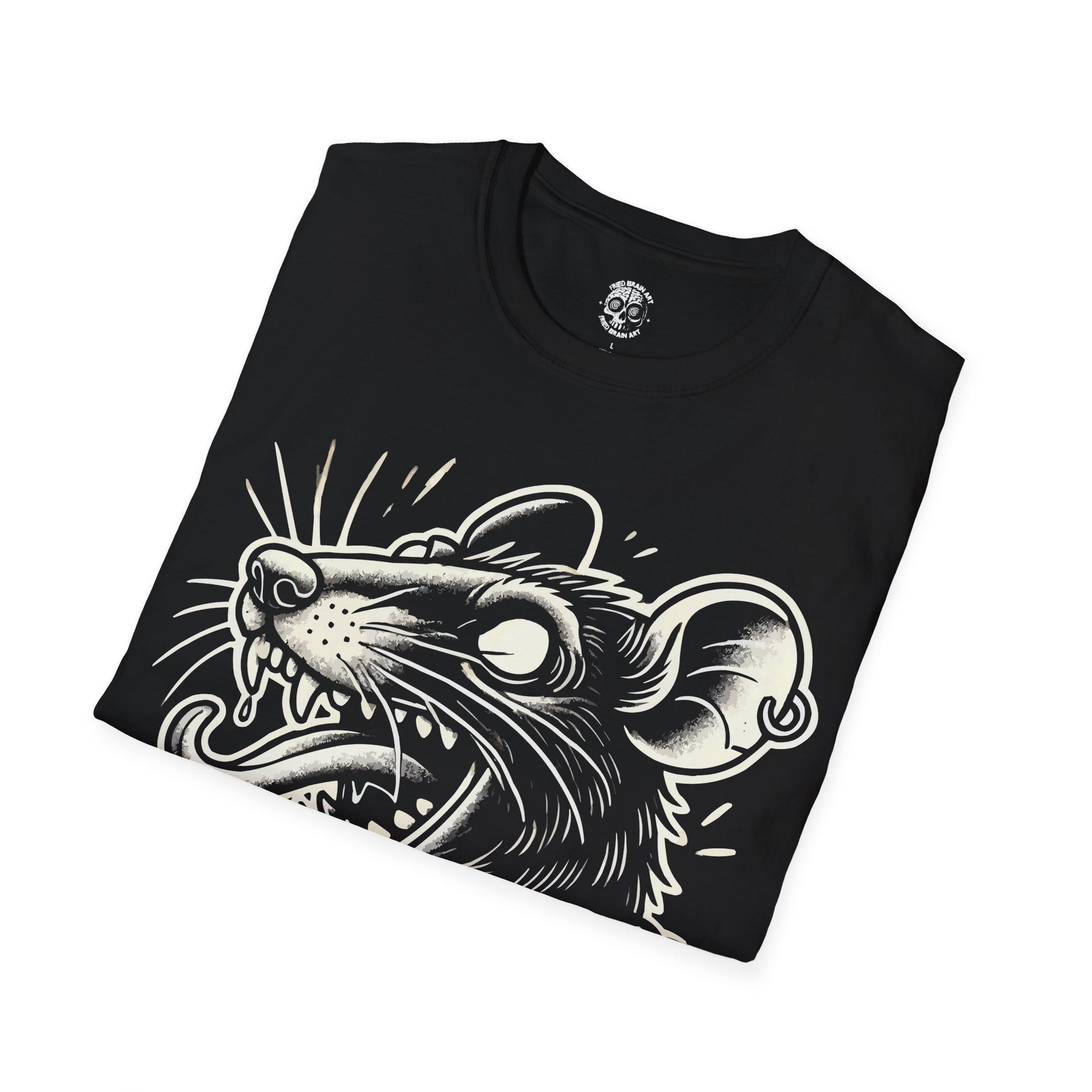 Edgy Graphic Tee - "F*** Fear, F**k Fear T-Shirt, Black Rat T-Shirt, Rat T-shirt, Rat Tattoo T-Shirt, Traditional Tattoo T-shirt