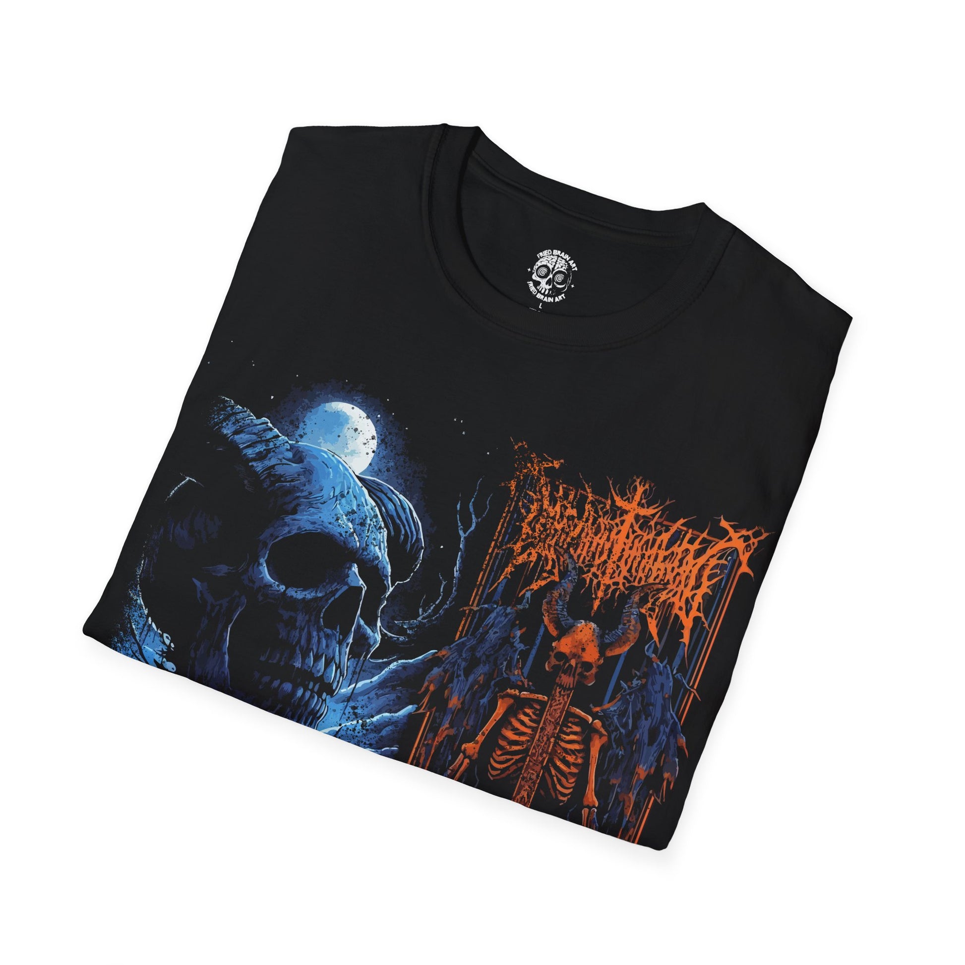Dark art skeleton t-shirt with dark lettering, 90s vintage style skeleton t-shirt