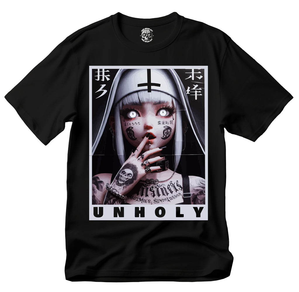 Unholy  Nun Graphic T-Shirt for Trendsetters, Urban Style Tee, Edgy Fashion Top, Unique Gift for Friends, Streetwear Clothing