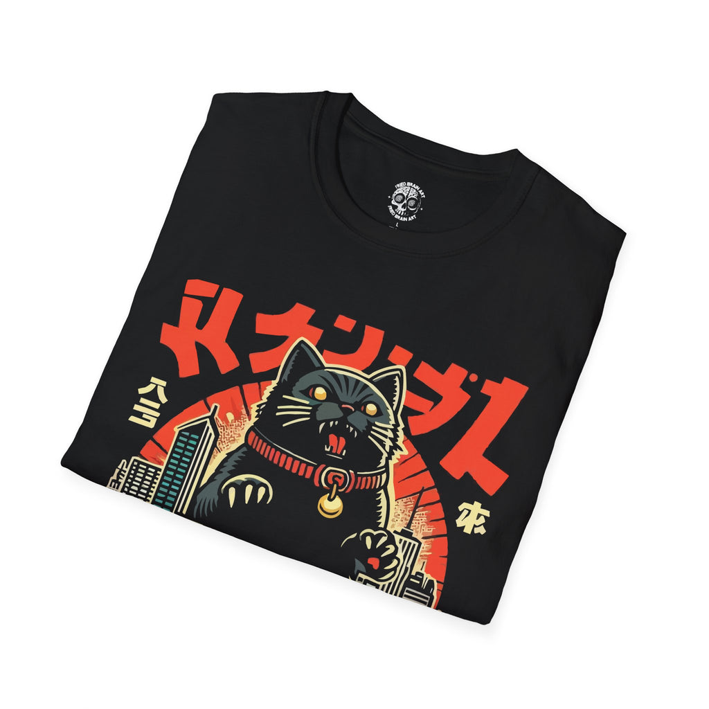 Catzilla Graphic Tee, Fun Cat T-Shirt, Unisex Softstyle Shirt, Gift for Cat Lovers, Cute Animal Apparel, Unique Graphic Tee