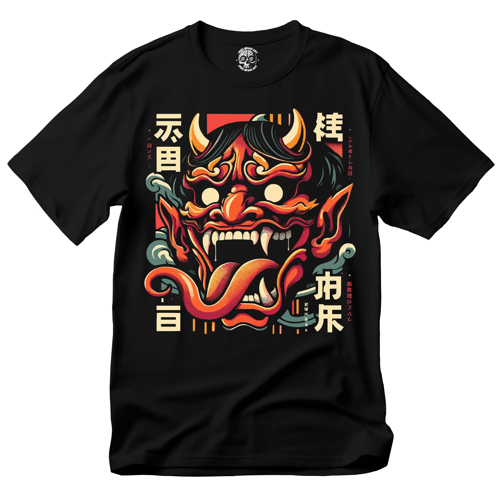 Japanese Mask Demon Graphic Tee, Unisex Softstyle T-Shirt for Halloween, Streetwear, Casual Wear, Gift for Friends, Unique Art Shirt