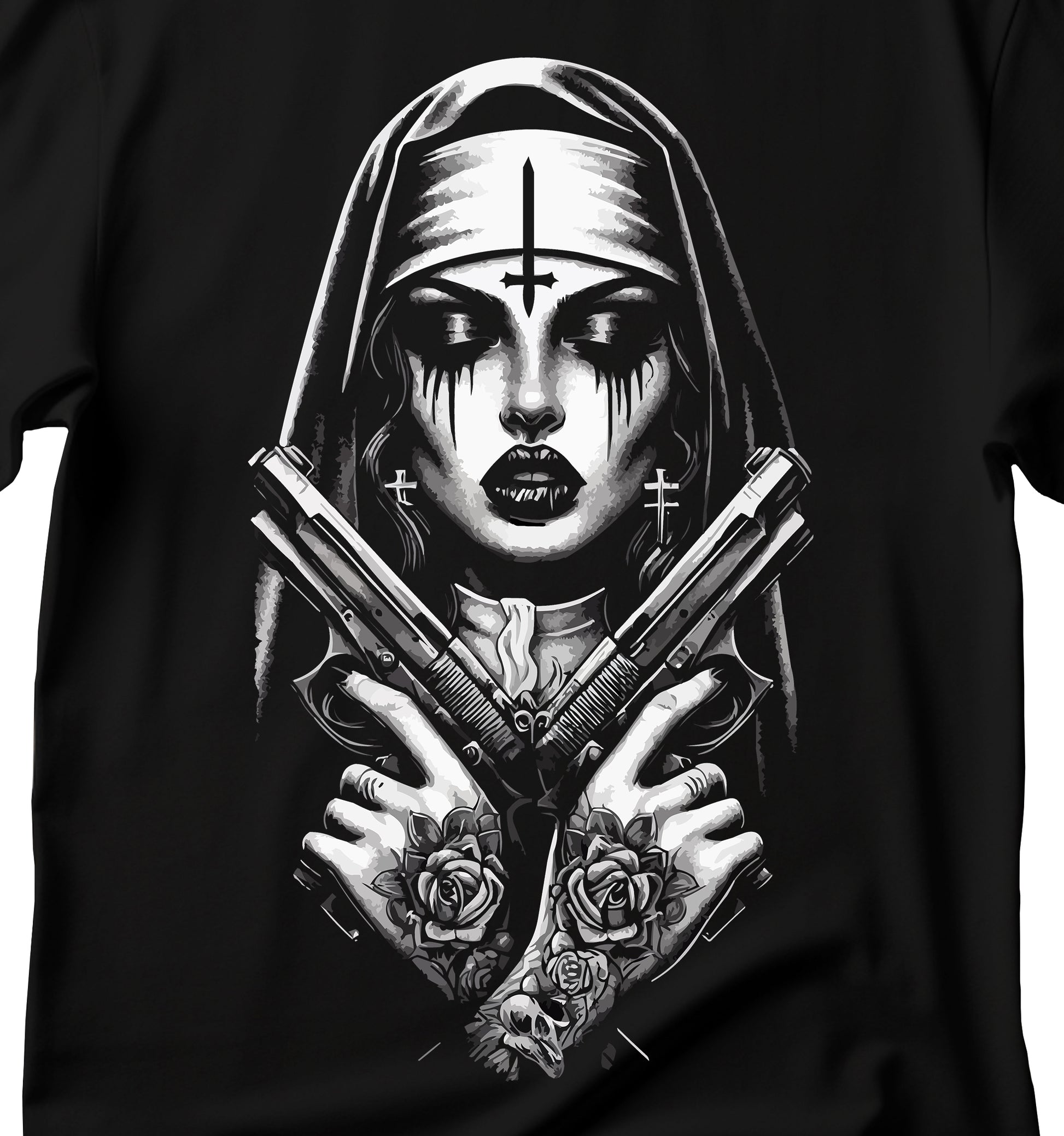Gothic Nun  T-Shirt, Unisex Tee, Edgy Apparel, Unholy Nun T- Shirt, Funny Horror Choked Up Unholy Nun Satan Baphomet Gothic T-Shirt, Nun Shirt, Unholy Shirt, Halloween Shirt, Dark nun