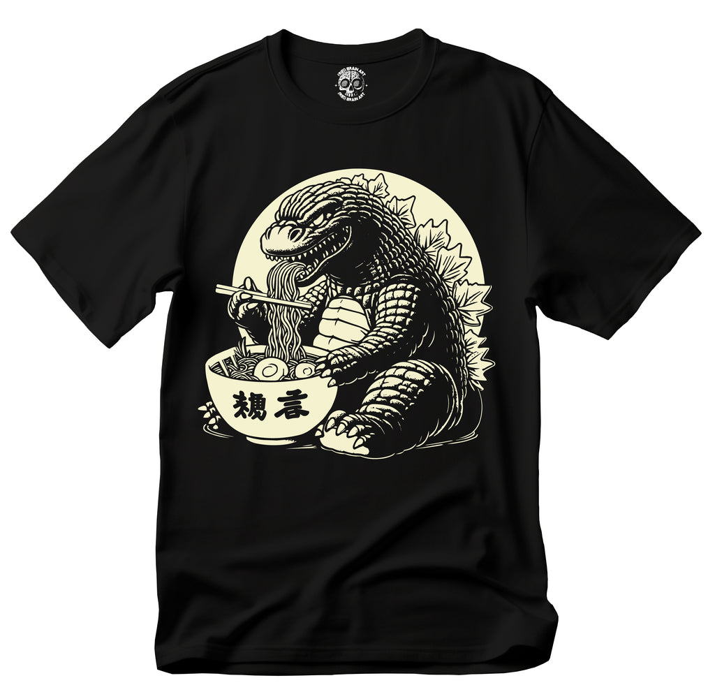 Vintage Godzilla Giant Monster eating ramen T-shirt, Funny Godzilla Ramen Shirt,  Funny Dinosaur eating ramen T- shirt, Japanese Food Shirt