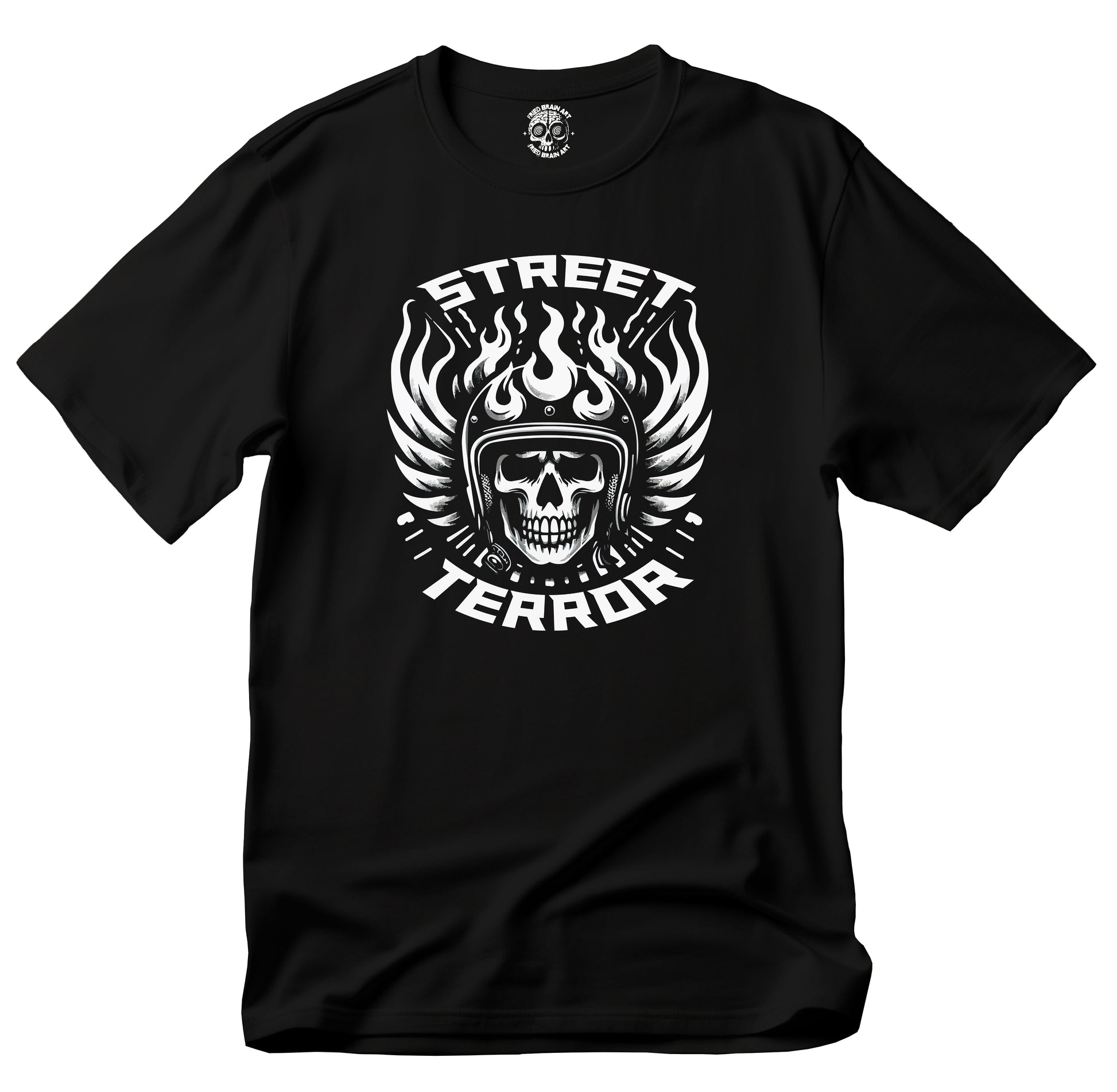 Skull and Flames Graphic T-Shirt, T-Shirt for Bikers, Streetwear, Street Terror T-Shirt, Skull T-Shirt, Race T-Shirt